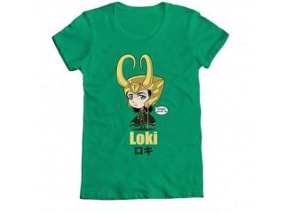 Marvel Loki Kawaii Kneel Before Me Juniors Green T Shirt