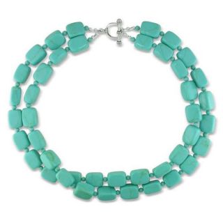 Miadora Multi shape Turquoise Bead High polish Three strand Necklace