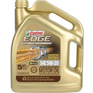 Castrol EDGE Extended Performance 5W 20 Full Synthetic Motor Oil, 5 qt.