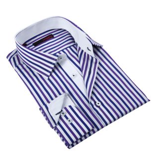 Ungaro Mens Purple and White Cotton Dress Shirt   17092801
