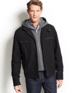 Calvin Klein Jacket, Knit Hood Wool Blend Bomber