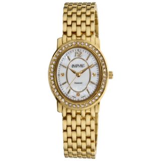 Goldtone August Steiner Womens Dazzling Diamond Oval Bracelet Watch