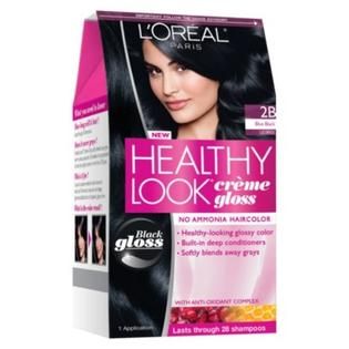 Oreal  Healthy Look Crème Gloss Hair Color, Blue Black (2B)