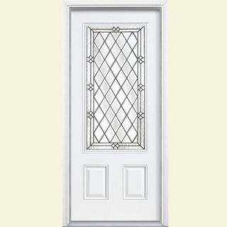 Masonite 36 in. x 80 in. Halifax 3/4 Rectangle Painted Steel Prehung Front Door with Brickmold 28077