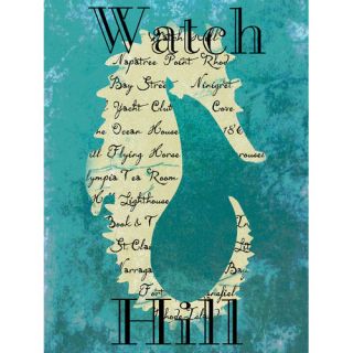 Rhode Island Watch Hill Seahorse Textual Art on Wrapped Canvas