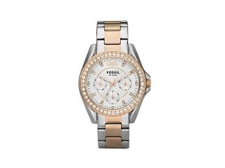 Fossil Riley Stainless Steel Silver And Rose Tone Womens Watch ES2787