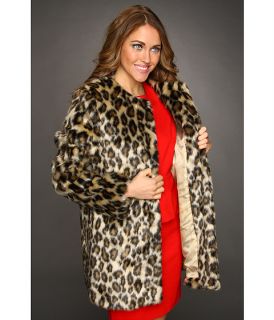 nicole miller leopard faux fur coat