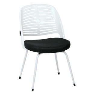 Avenue Six Tyler Visitor Chair With White Frame and Black Fabric, No