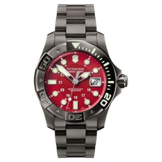 Swiss Army Mens Dive Master 500 Gunmetal Red Dial Watch  