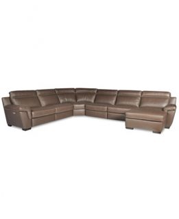 Julius 6 Piece Leather Power Motion Chaise Sectional Sofa (Power Chair