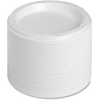 Genuine Joe Reusable Plastic Plates, White, 6", 125 count