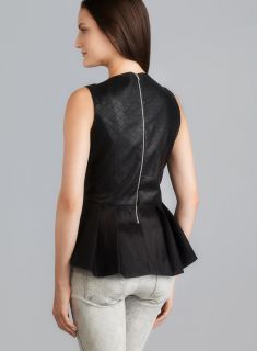 Jaye.e. Exposed Back Zipper Quilted Faux Leather Peplum  
