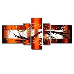 DESIGN ART Brown Abstract Painting   62 x 30 in   5 Panels   Home