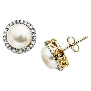 27 CT. T.W. Freshwater Button Pearl and 0.14 CT. T.W. Diamond Stud
