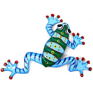 Recycled Oil Drum Blue Frog Wall Art , Handmade in Haiti  