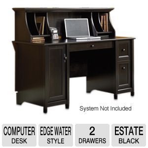 Sauder 408558 Computer Desk   Edge Water Style, Two Drawers, Estate Black Finish