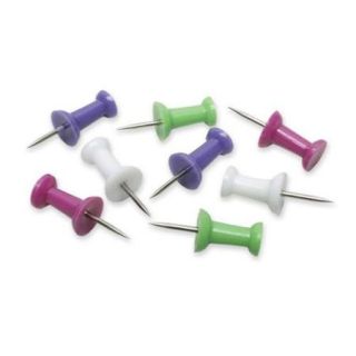 Skilcraft Colorful Head Push Pin   0.37" Length   100 / Box   White, Blue, Green, Purple, Magenta (NSN2073978)