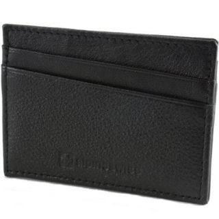 Alpine Swiss Minimalist Leather Front Pocket Wallet 5 Card Slots Slim Thin Case Black One Size