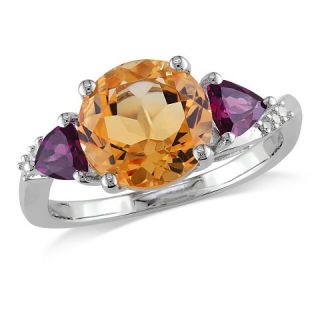 CT. T.W. Citrine and .62 CT. T.W. Rhodolite with Diamond Ring in