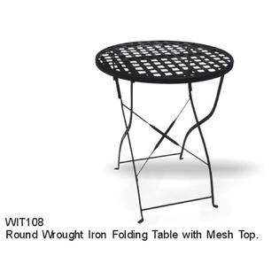 DC America SOHO Round Wrought Iron Folding Table with Mesh top