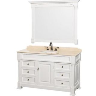 Wyndham Collection Andover 55 in. Vanity in White with Marble Vanity Top in Ivory and Mirror WCVTS55WHIV