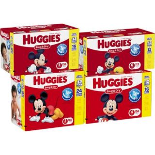 HUGGIES Snug & Dry Diapers, Giant Pack, (Choose Your Size)