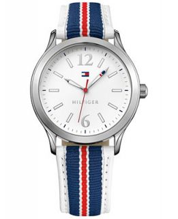 Tommy Hilfiger Womens Navy and Red Grosgrain Strap Watch 38mm 1781558