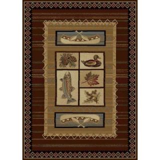 Tayse Rugs Nature Brown 5 ft. 3 in. x 7 ft. 3 in. Lodge Area Rug 6538  Brown  5x8