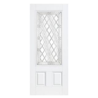 Masonite 36 in. x 80 in. Halifax Three Quarter Rectangle Primed Smooth Fiberglass Prehung Front Door with No Brickmold 14391