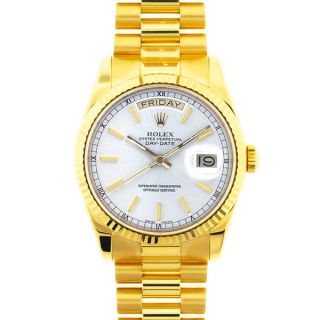 Pre owned Rolex President 18k Gold Mens Silver Dial Watch   12924297