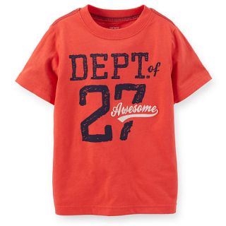Carter's Boys Red "Dept of 27 Awesome" Screen Print Short Sleeve T Shirt   Toddler    Carters