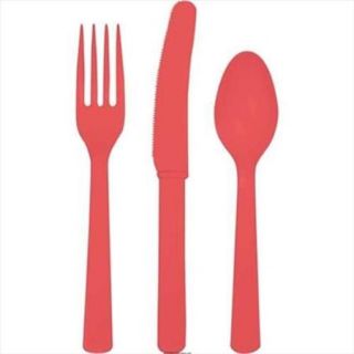 Creative Converting 013146 Coral Plastic Cutlery Assortment, Premium   Case of 288