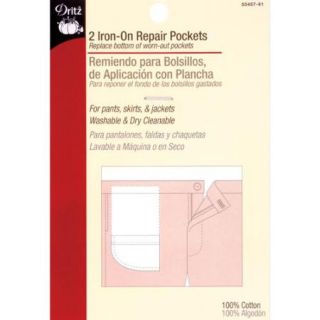 Iron On Pockets 6 1/2"X4" 2/Pkg White