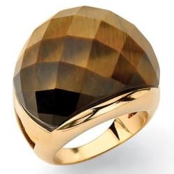 Angelina DAndrea 14k Goldplated Multi faceted Tigers Eye Dome Ring