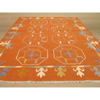 Hand Knotted Rust Area Rug by Eastern Rugs