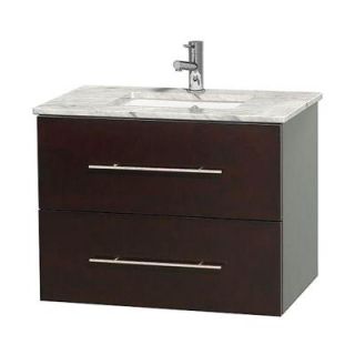 Wyndham Collection Centra 30 in. Vanity in Espresso with Marble Vanity Top in Carrara White and Under Mount Sink WCVW00930SESCMUNSMXX