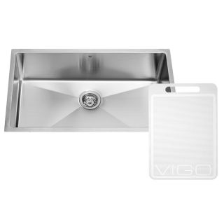 VIGO 32 in x 19 in Stainless Steel Single Basin Undermount Commercial Kitchen Sink