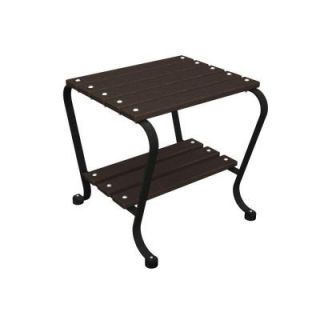 Ivy Terrace 18 in. Black and Mahogany Patio Side Table IVT18FBLMA