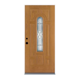 Therma Tru Benchmark Doors Willowbrook 8 Panel Insulating Core Center Arch Lite Right Hand Inswing Medium Oak Fiberglass Stained Prehung Entry Door (Common 36 in x 80 in; Actual 37.5 in x 81.5 in)