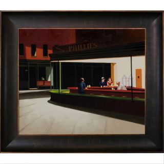 Night Hawks by Hopper Framed Hand Painted Oil on Canvas by Tori Home