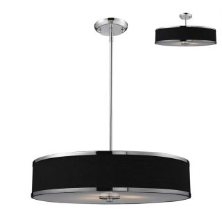 Z Lite Cameo 23.63 in W Chrome Pendant Light with Fabric Shade