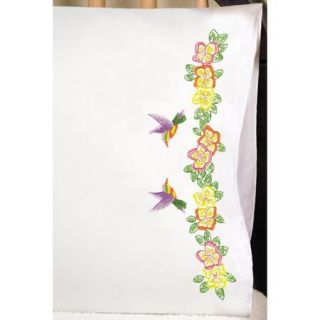 Stamped Pillowcase Pair 20"X30" For Embroidery Hummingbird