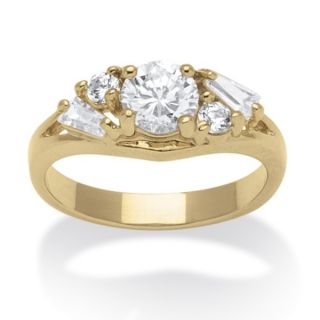 PalmBeach 1.58 TCW Round and Baguette Cubic Zirconia 14k Yellow Gold