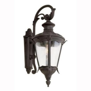 Bel Air Lighting Coach Style 1 Light Outdoor Black Wall Lantern with Seeded Glass 40161 BK