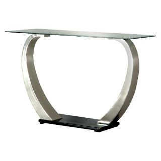 Furniture of America Sylvie Modern Curved Glass Top Sofa Table   Satin