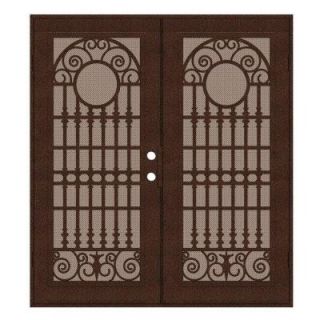 Unique Home Designs 60 in. x 80 in. Spaniard Copperclad Left Hand Surface Mount Aluminum Security Door with Desert Sand Perforated Screen 1S2029JL1CCP3A