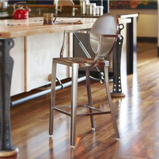 InnerSpace Brushed Stainless Steel Round Back Bar Stool