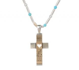 Roderick Tenorio Sterling/14K Turquoise Cross Necklace —
