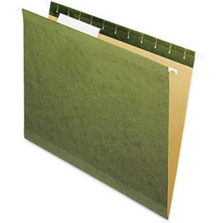Pendaflex Reinforced Hanging File Folders, Green, 25 Box