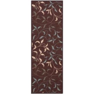 Ottomanson Ottohome Collection Contemporary Leaves Design Chocolate 1 ft. 8 in. x 4 ft. 11 in. Rug Runner OTH2068 20X59